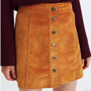 Madewell Velveteen A-Line Mini Skirt: Button-Front